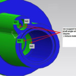 Design Recommendation B: We suggest to add draft angle with 0.25 degree (reduce material)